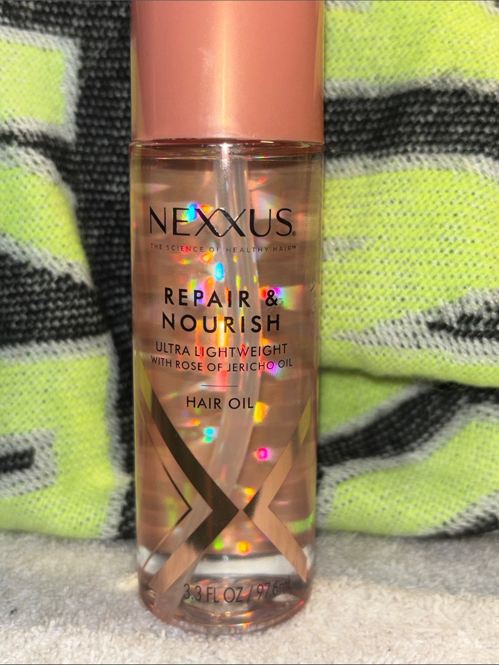 Nexxus Repair & Nourish Hair Oil — Peach Cap, Clear Bottle